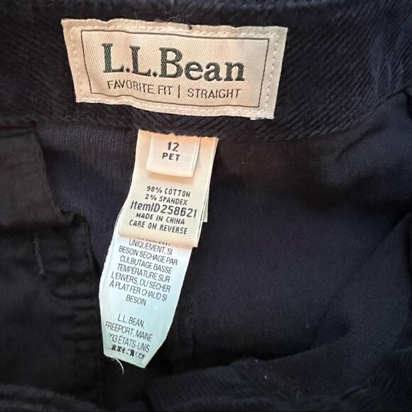 Vintage L.L. Bean Favorite Fit Straight Leg Black Corduroy Pants 12 Petite - Picture 5 of 6